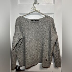 Ralph Lauren Sport Grey Cableknit Cashmere Wool Sweater M Vintage Horsebit